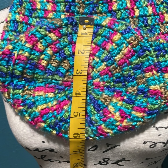 Hand Crochet multi colored cotton yarn- crossbody bucket/hobo bag. - Picture 8 of 8